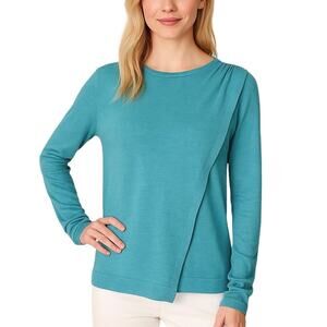 2/$30 The Limited Wool Blend Faux Wrap Sweater Blue Long Sleeve Pullover Size XS